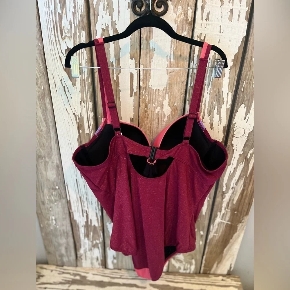 Ulla Popken One Piece Swimsuit NWT USA Size 30 Pink & purple